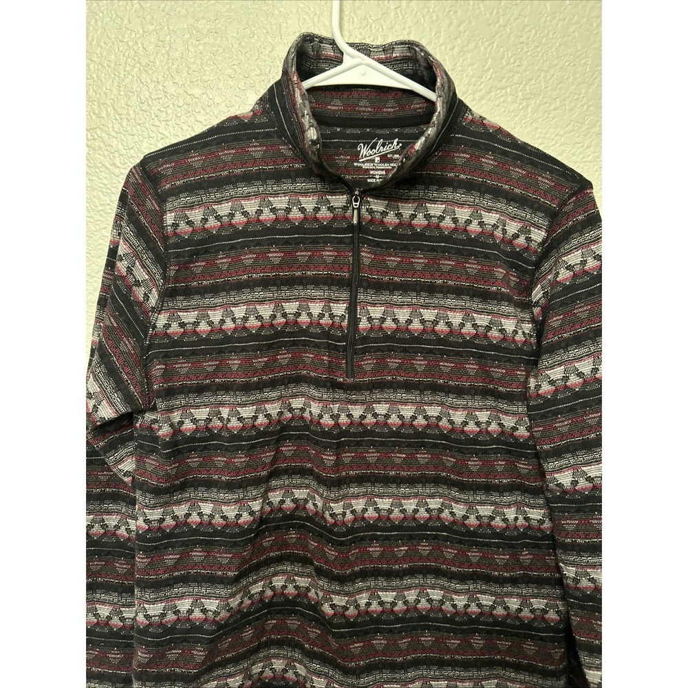 Woolrich Fair Isle 1/4 Zip Pullover Womens Size Med Red Aztec Southwest Sweater